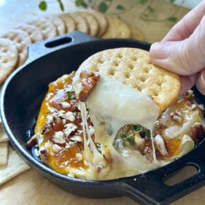 Baked brie with preserves.