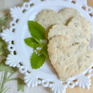 Heart-shaped Lemon Balm Cookies.