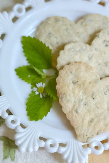 Heart-shaped Lemon Balm Cookies.